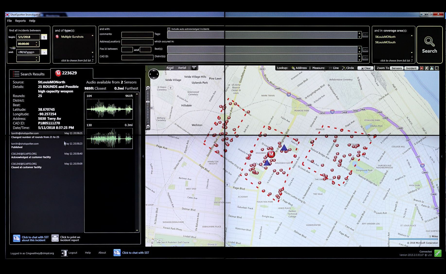 St. Louis police Real Time Crime Center ShotSpotter
